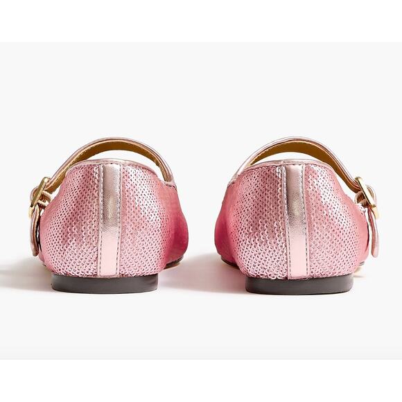 J.Crew Crewcuts Girls Sequin Mary Jane Flats Ballet Party Formal Pink K2 NWT - Picture 4 of 13